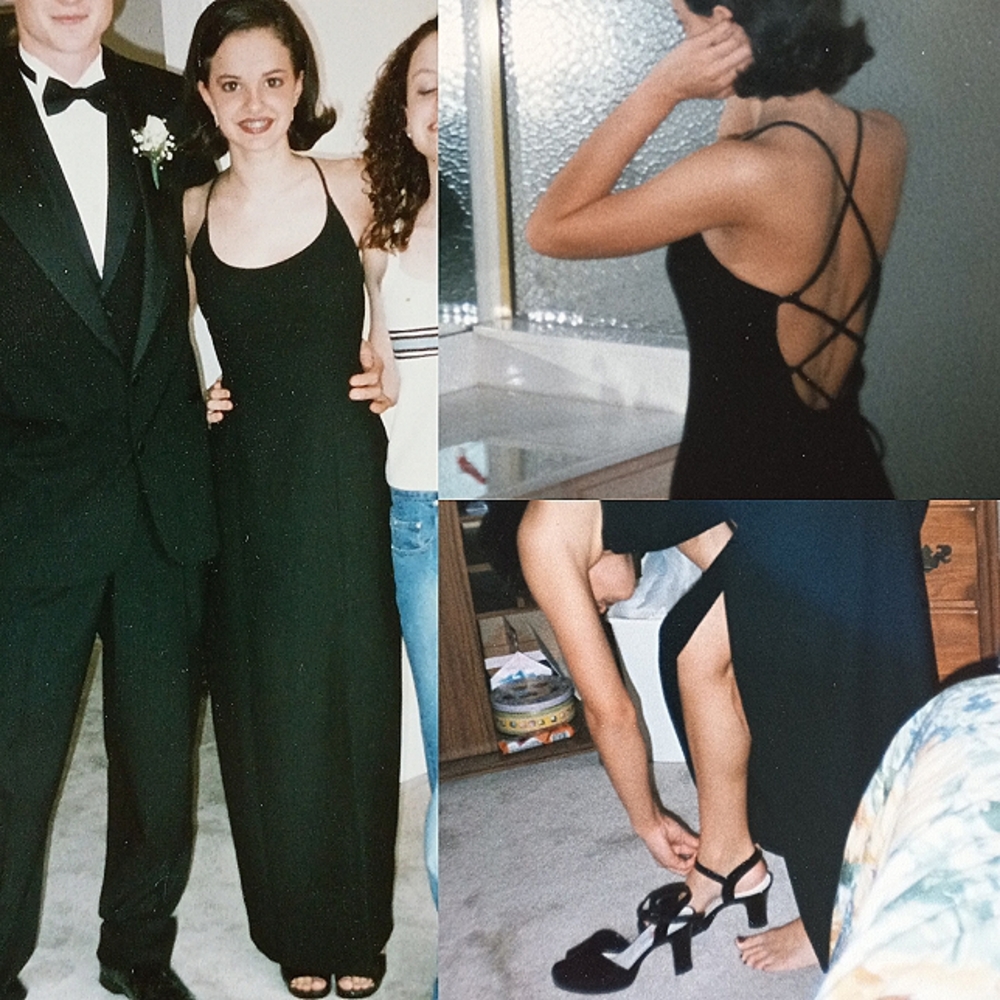 VTG 90’s Sexy LBD Open Back Formal Dress, Black Strappy gown, authentic 90s Prom